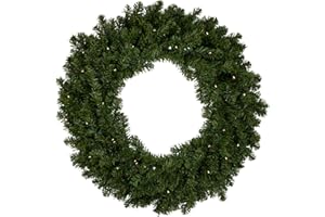 NORTHLIGHT Pre-Lit LED Canadian Pine Artificial Christmas Wreath - 30-Inch Clear Lights