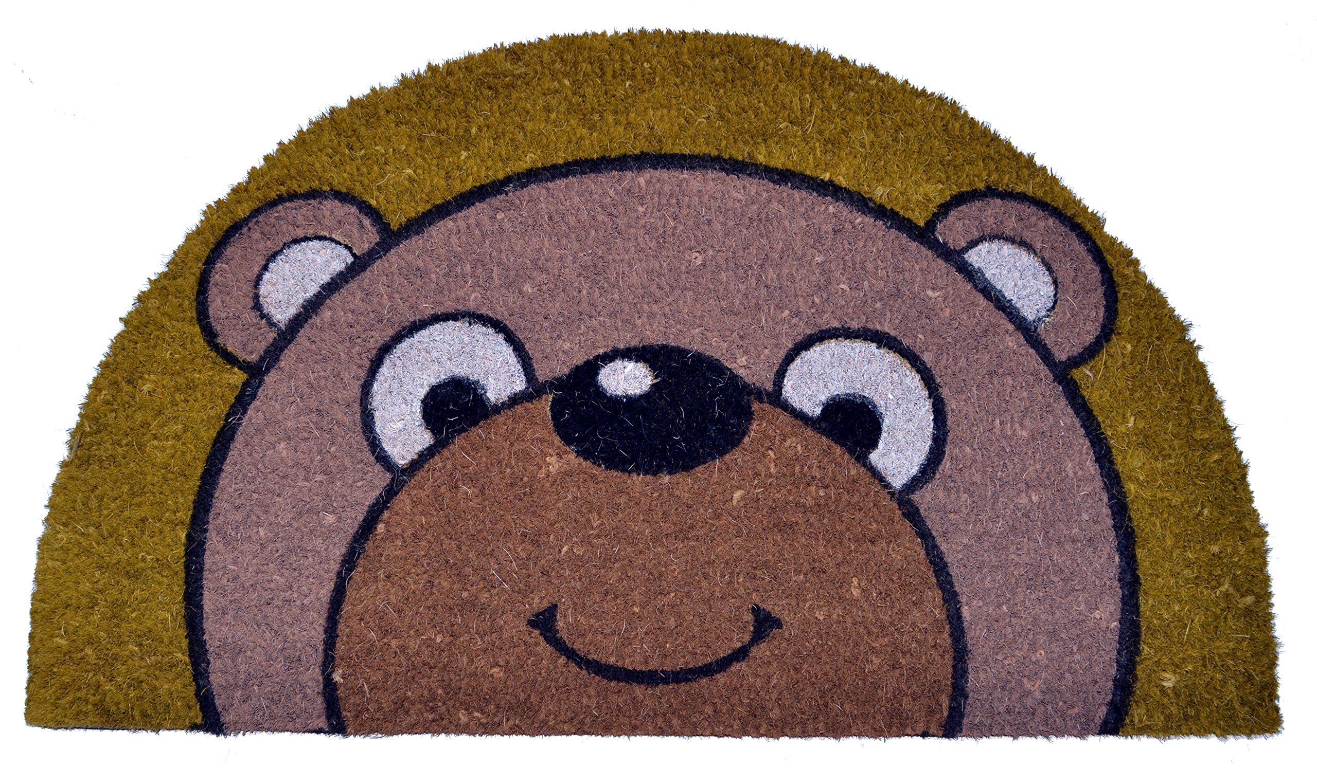 Imports Décor Half Round Bear Vinyl Backed Coir Doormat, 30 by 18 by 1/2-Inch