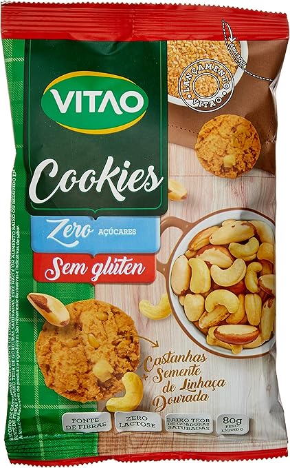 Cookies sem Glúten Zero Castanha e Linhaça Vitao 80g