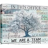 Office Motivational Wall Art Team Rules Canvas Wall Decor Motivation Positive Quotes Posters Pictures Colorful Tree Signs Painting Prints for Home Office Decor Framed
