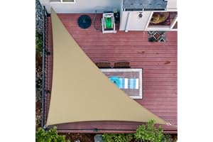 ShadeMart 20' x 20' x 28.3' Sand Right Triangle Sun Shade Sail UPF50 smTAPRT20 Canopy Fabric Cloth Screen, Water Air Permeable & UV Block, Heavy Duty, Carport Patio Outdoor - (We Customize Size)