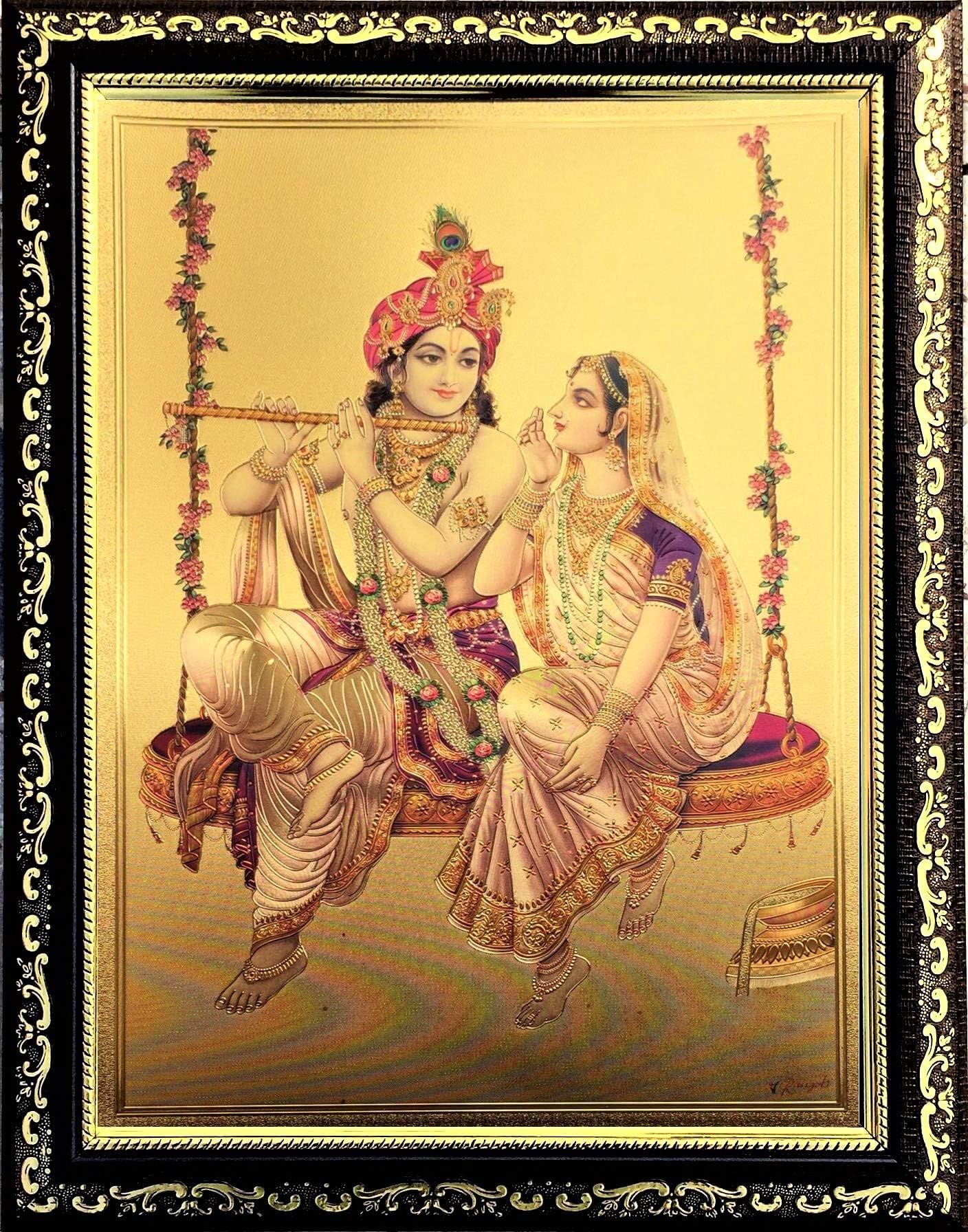 ADA Handicraft Lord Goddess God Radha Krishna Photo for Pooja/Hindu Bhagwan Devi Devta Photo/Photo Frames
