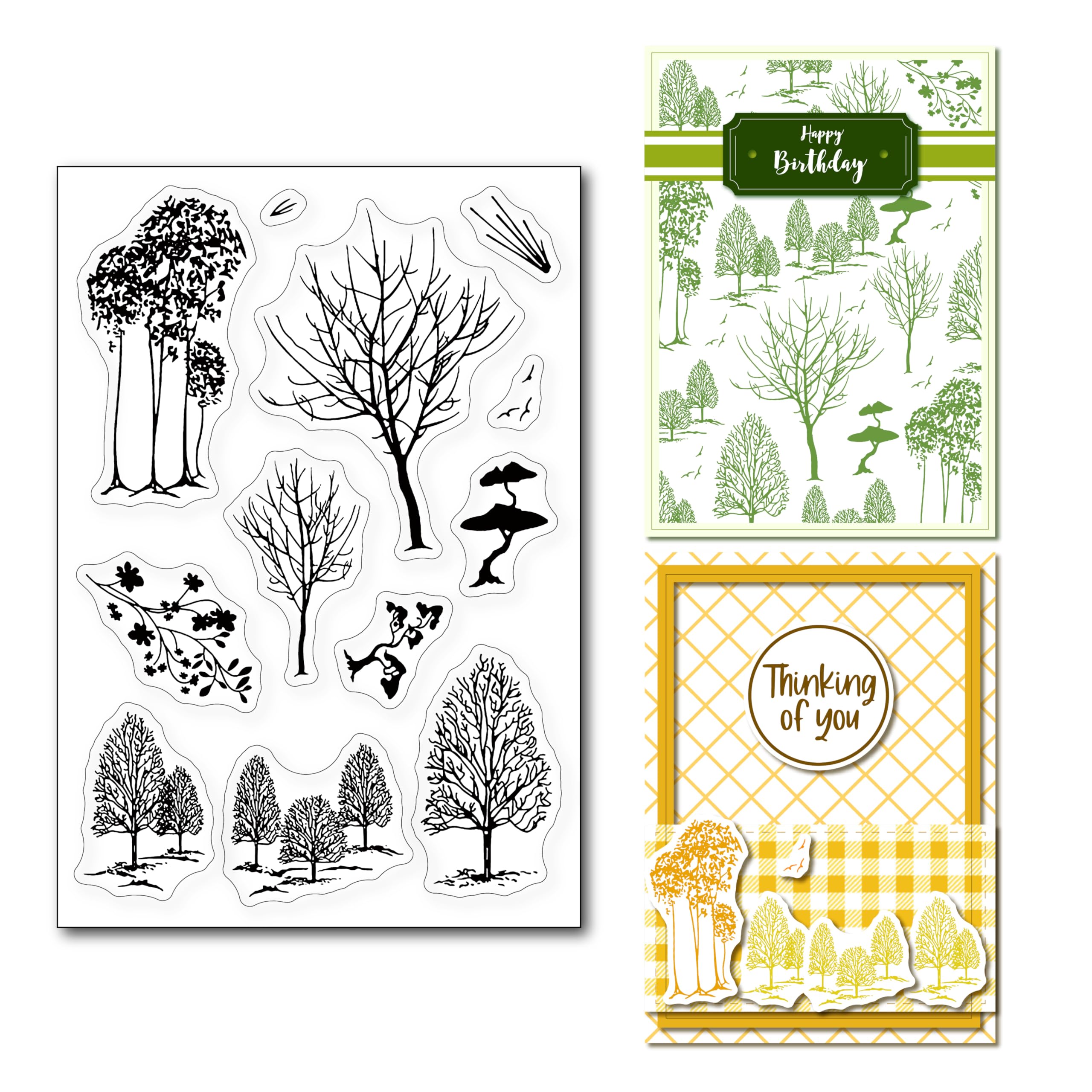 arriettycraft Different Type of Trees Halloween Winter Decorative Clear Stamps for Card Making and DIY Scrapbooking