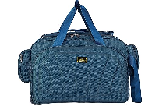 Alfisha Unisex Lightweight Waterproof Fabric Blue Travel Duffel Bag Luggage with Roller Wheels