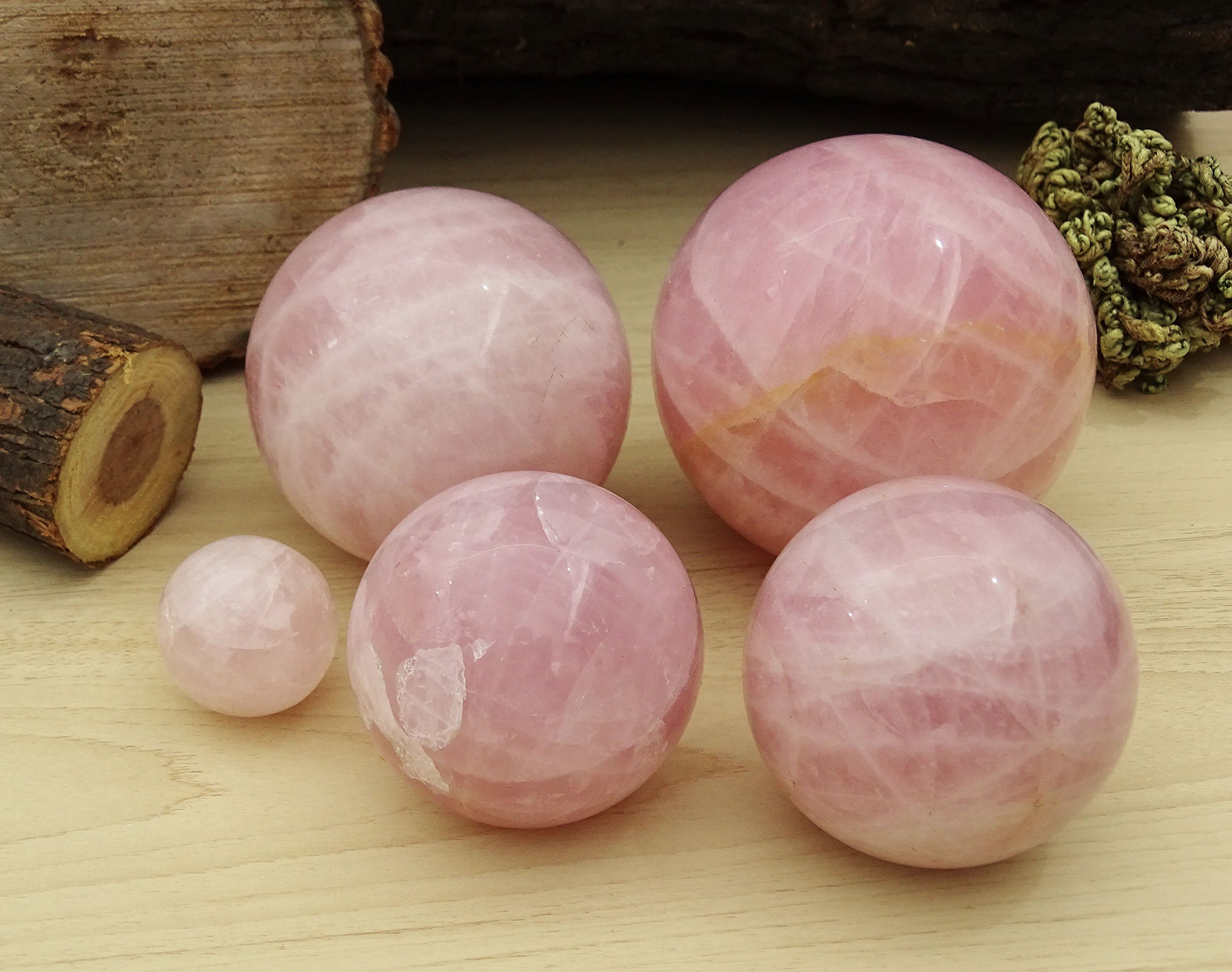 Reikiera Rose Quartz Stone Ball Natural Gemstone Sphere Reiki Crystal Healing With Ring Stand- Choose Size