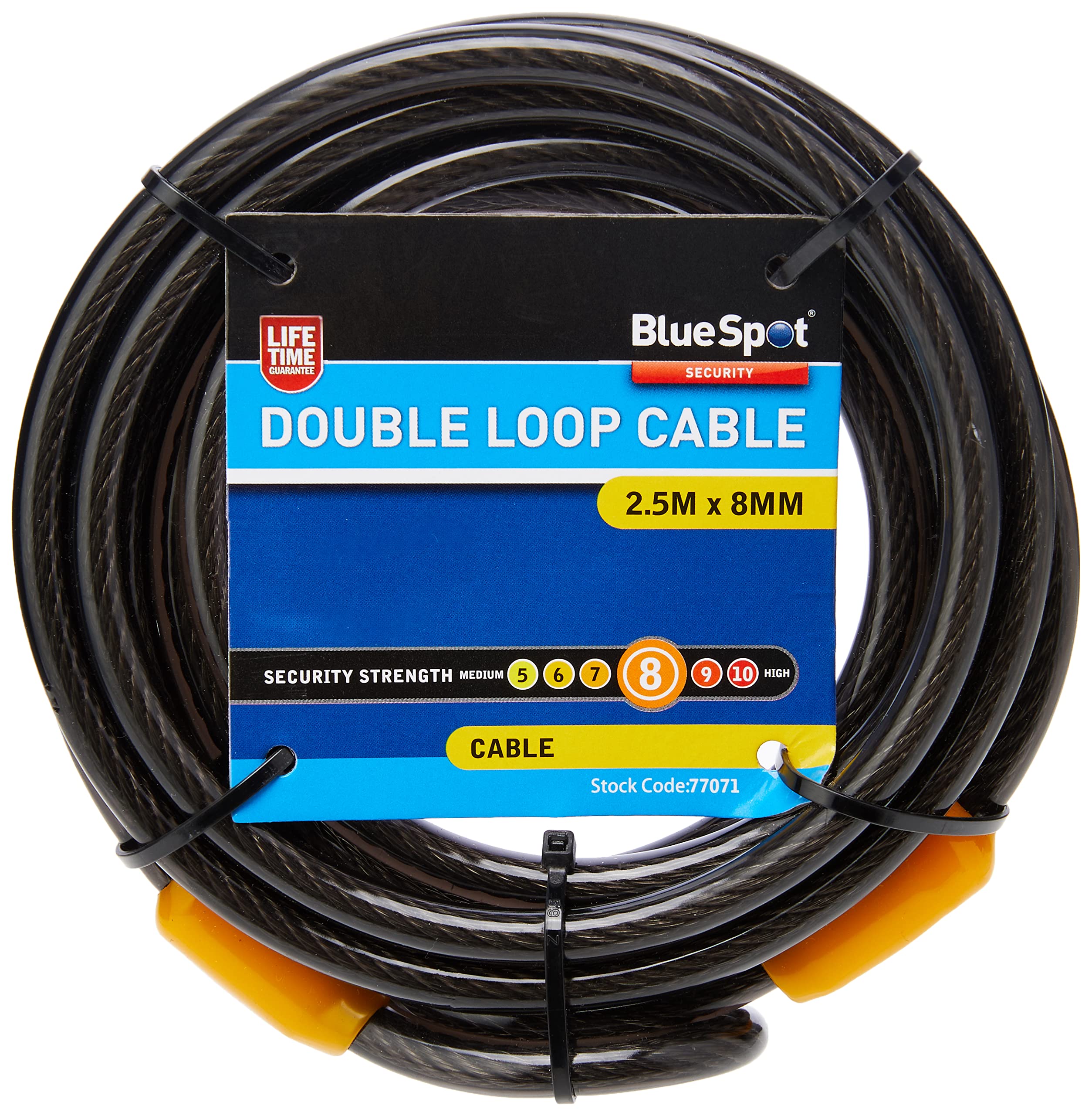 Fort Knox 77071 2.5 m x 8 mm Double Loop Cable, Black