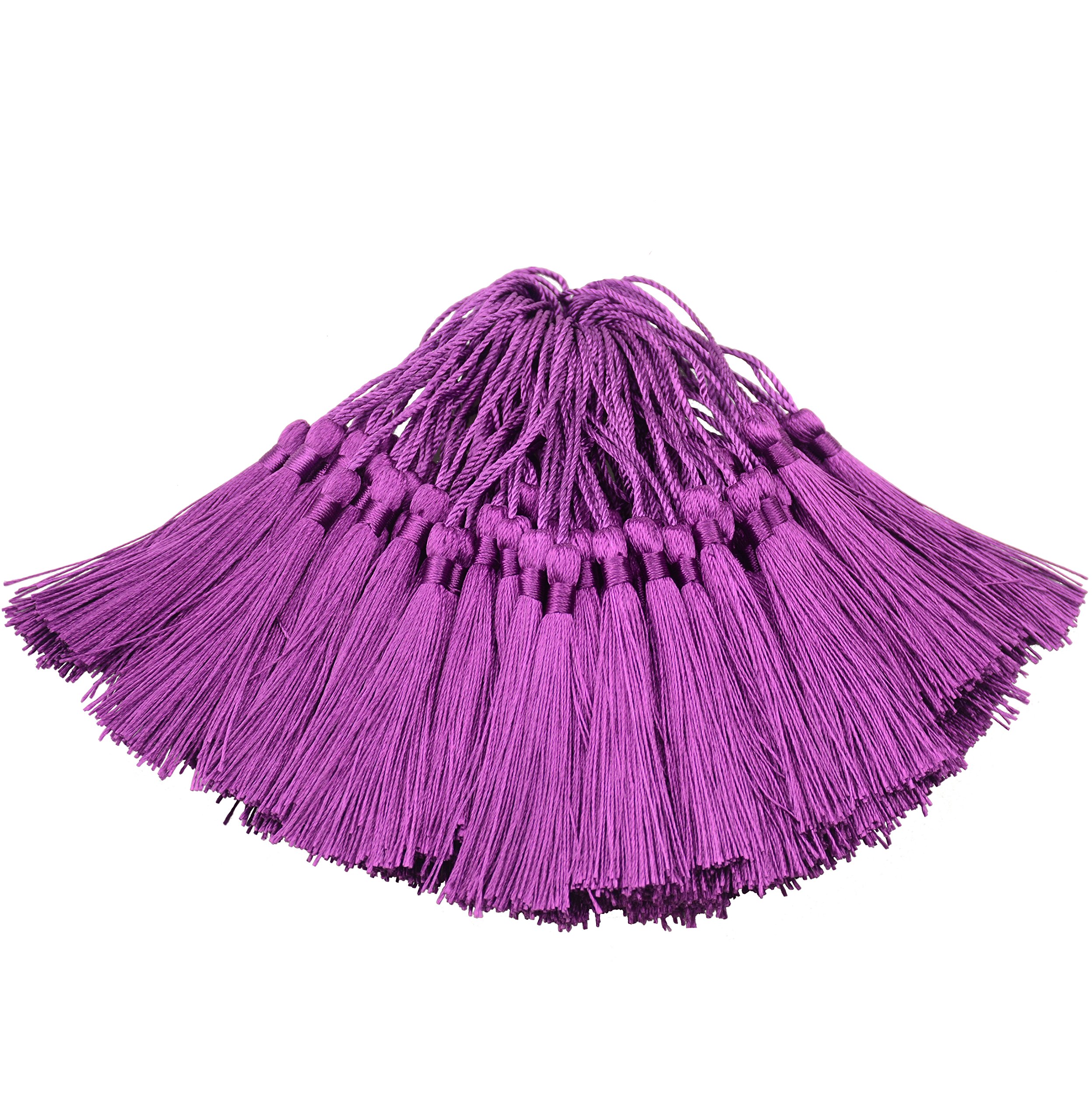 100pcs 13cm/5 Inch Silky Floss bookmark Tassels with 2-Inch Cord Loop and Small Chinese Knot for Jewelry Making, Souvenir, Bookmarks, DIY Craft Accessory (Aubergine)