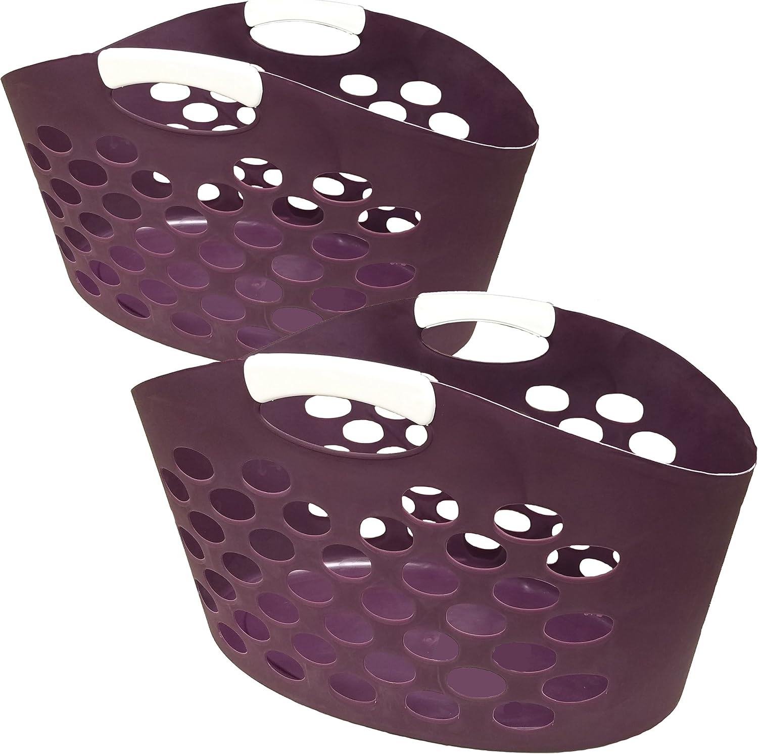 Starplast Flex Oval Laundry Hamper Baskets Purple, 2 Pack