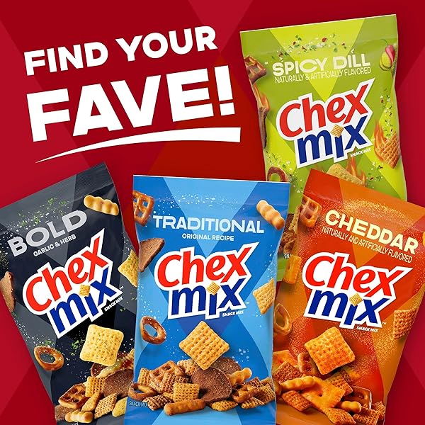 CHEX MIX HOT AND SPICY SNACK MIX, SAVORY SNACK BAG, 8 OZ