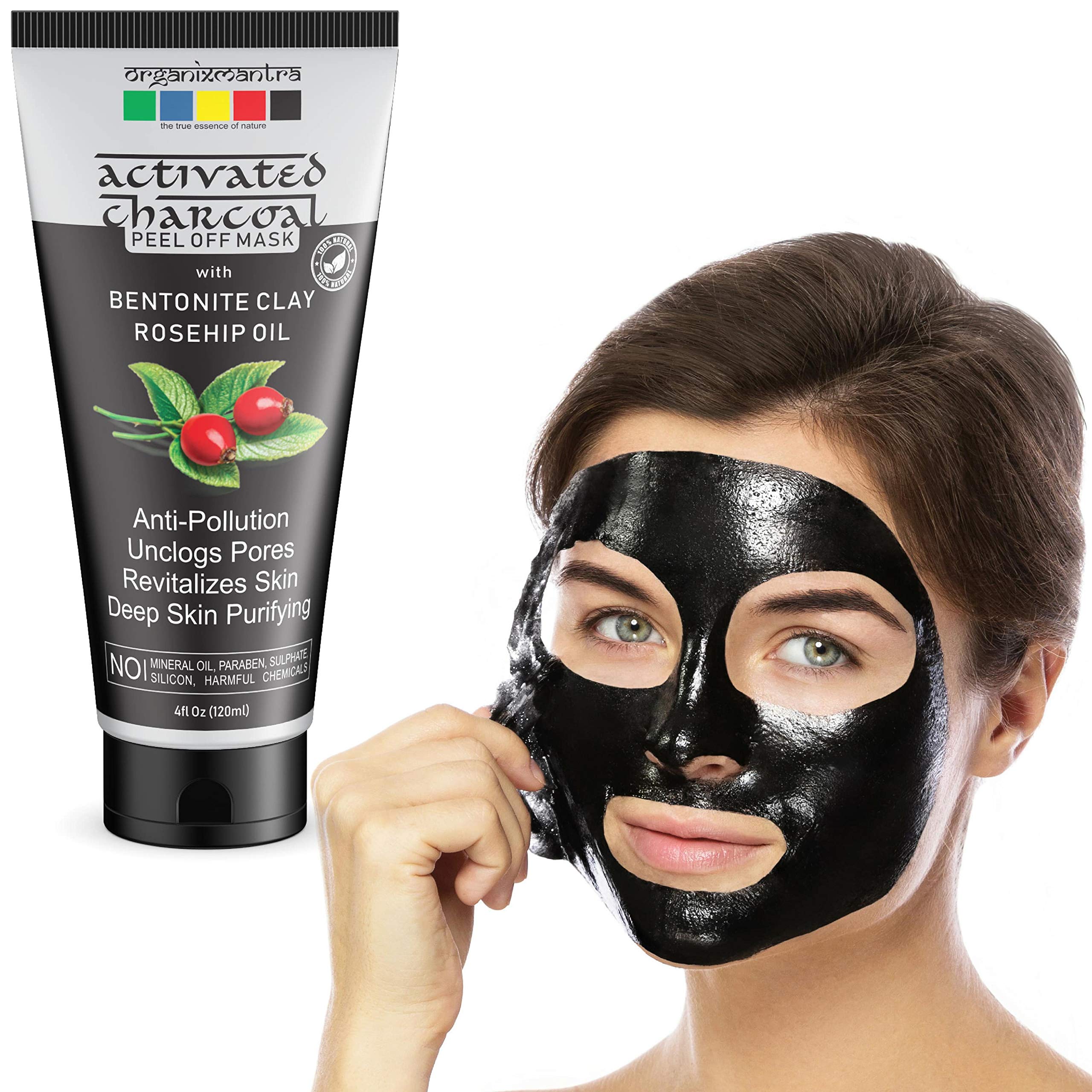 Organix Mantra Activated Charcoal Peel Off Mask 120ml, Deep Cleansing