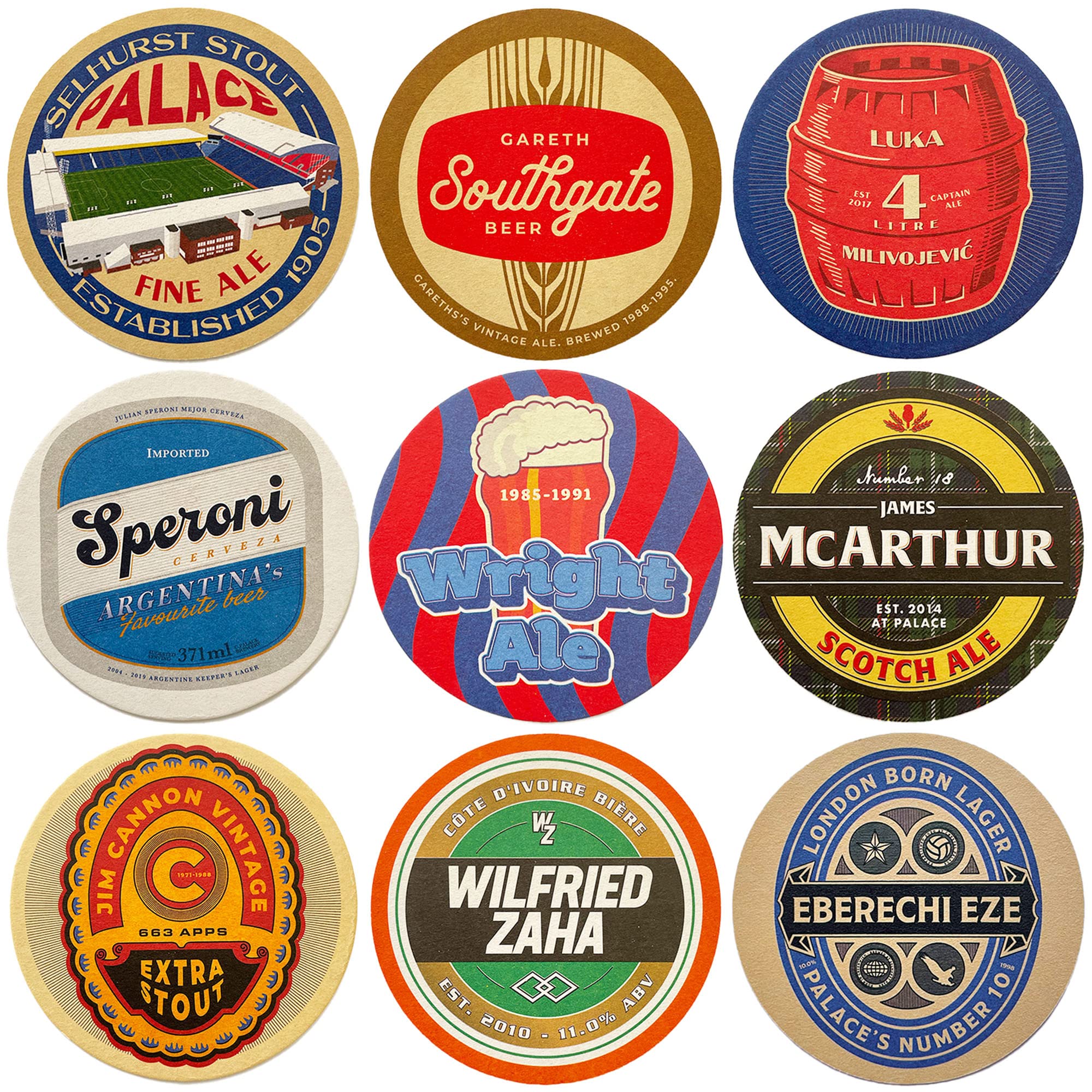 Crystal Palace Beer Mats x9