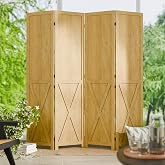 Cozy Castle 4 Panel Folding Room Divider, Solid Wood Privacy Screen, Freestanding Partition Wall, Temporary Wall for Home/Office/Bedroom/Restaurant, Natural