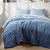 Intelligent Design Queen Comforter Set, Plush Bedding, Microfiber Reverse, 3 Piece, Lightweight, Super Soft Ribbed Velvet Comforter 2 Shams, All Season Fluffy Bed Set, Avril, Full/Queen Blue Ombre