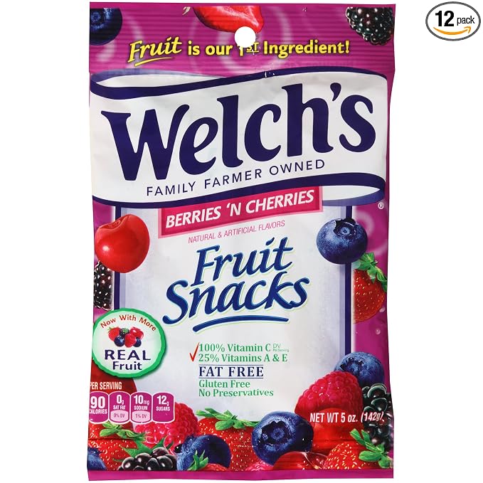 Welch's Fruit snacks berries 'n cherries (034856050926)