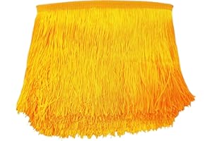 Lauthen.S 10 Yards of 6" Chainette Fringe Trim Tassel Sewing Trim for DIY Craft Latin Dress Lamp Shade Decoration Mustard Yellow