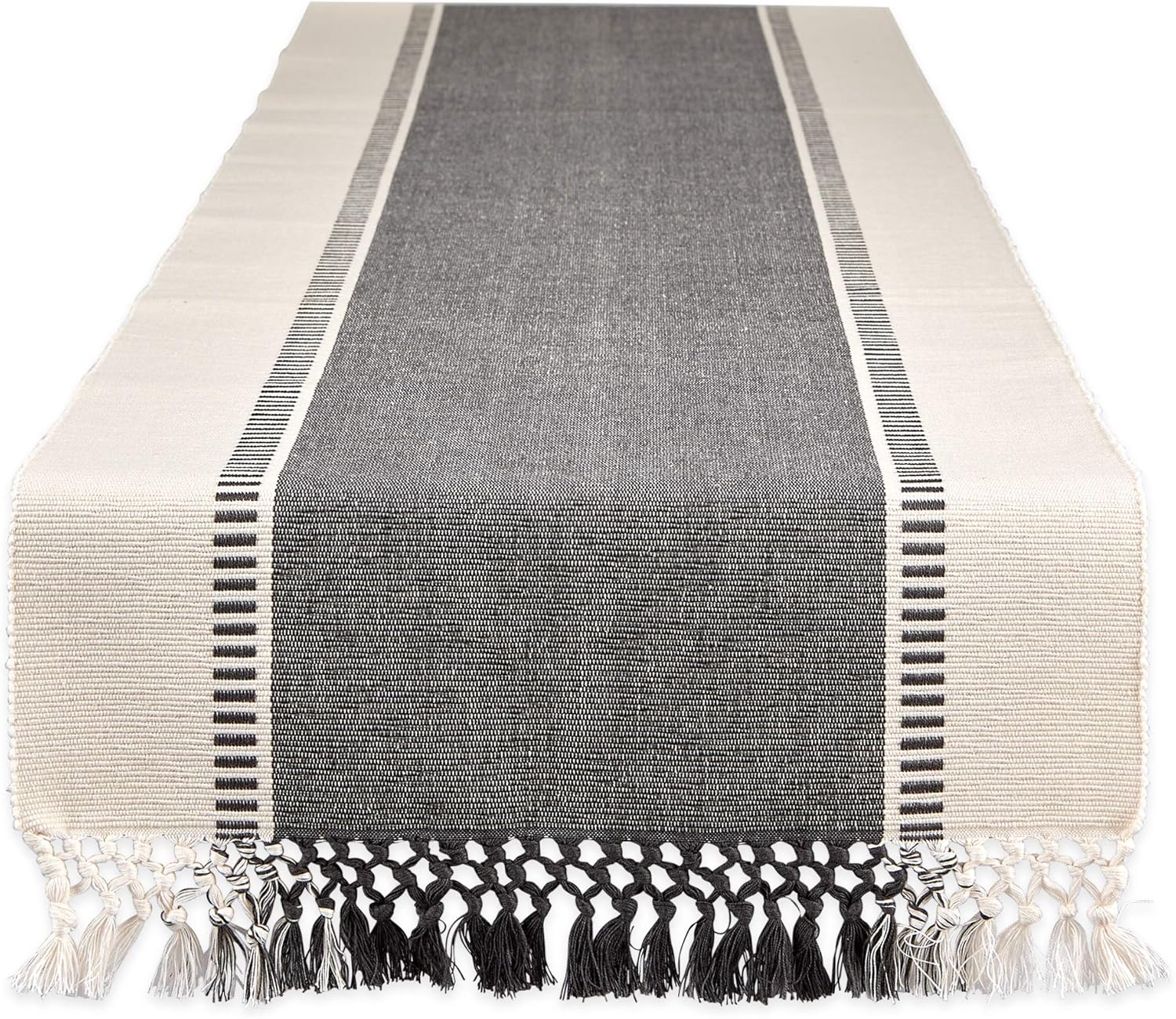 DII Dobby Stripe Woven Table Runner, 13x72, Mineral Gray: Home & Kitchen