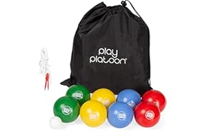 Play Platoon Bocce Ball Set 84mm/90mm/100mm with 8 Premium Bocce Balls, Pallino, Carry Bag & Measuring Rope - Choose Between Classic Resin and Soft Sets