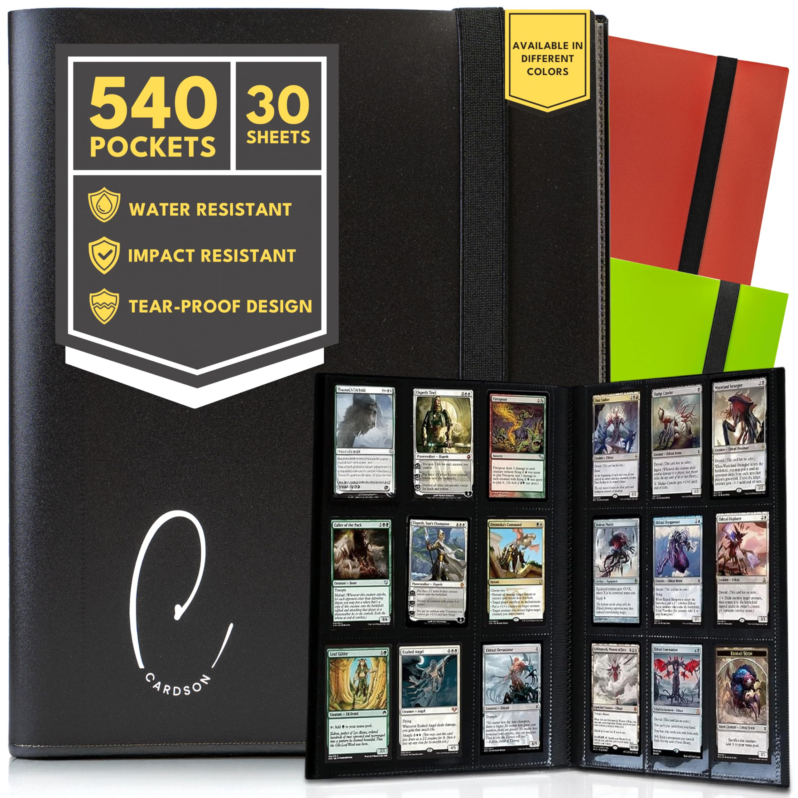 9 Pockets Trading Card Binder Storage - CARDSON - 540 Cards Collection Album Folder With 30 Pages - Side Loading TCG Binder (Black) — image 1