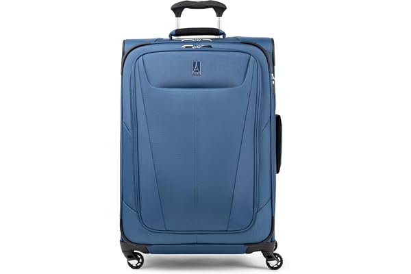 Travelpro Maxlite 5 Softside Expandable Luggage with 4 Spinner Wheels, Lightweight Suitcase, Men and Women, Ensign Blue, Chec
