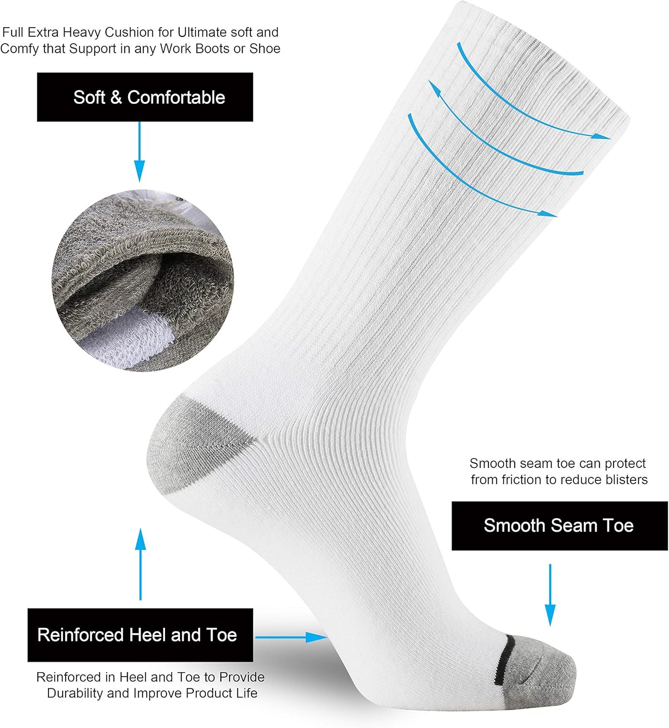 ONKE Cotton Moisture Wicking Work Training Cushion Crew Socks Men Pack: Clothing