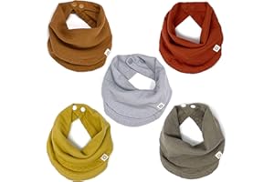 Kishu Baby Indi GOTS Organic Infinity Scarf Bib Set - 4-Way Reversible, 8 Layer Muslin Drool Bibs