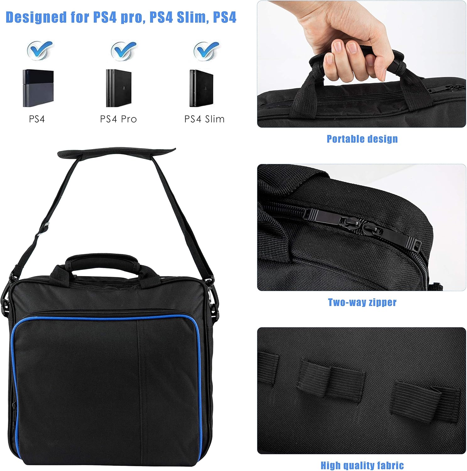 ROSEBEAR PS4 Carrying Case,Multifunctional Waterproof Carry Bag Travel Case Handbag Shoulder Bag for Sony Playstation 4 PS4 Console Storage Package Portable