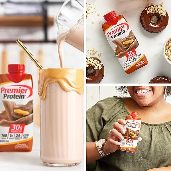 PREMIER PROTEIN SHAKE, CHOCOLATE PEANUT BUTTER, 30G PROTEIN, NO ADDED SUGAR, 24 VITAMINS & MINERALS TO SUPPORT IMMUNE HEALTH, 11 FL OZ, 4 PACK (PACKAGING MAY VARY)