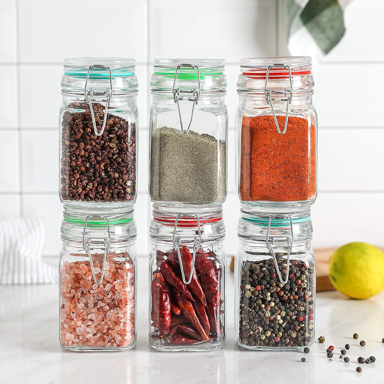 Glass Jars with Airtight Lids and Leak Proof Rubber Gasket, Small Glass