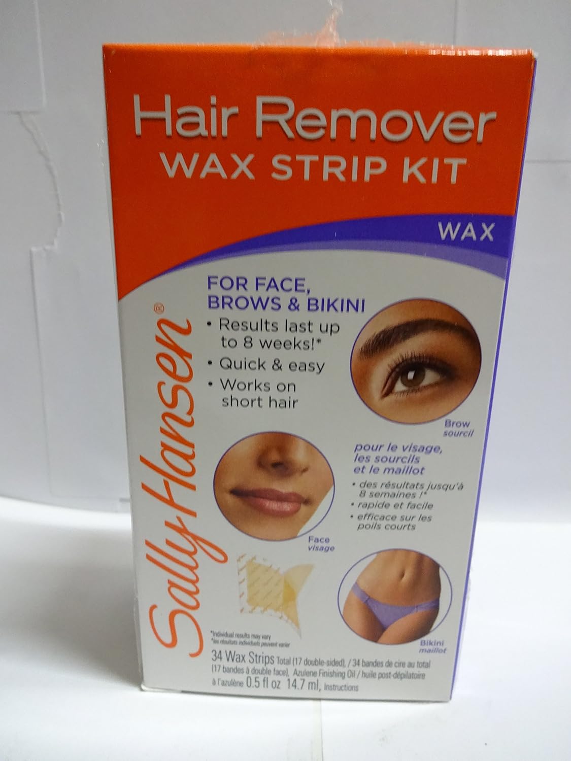 SALLY HANSEN Wax Strips Hair Remover Kit For Face, Brows & Bikini