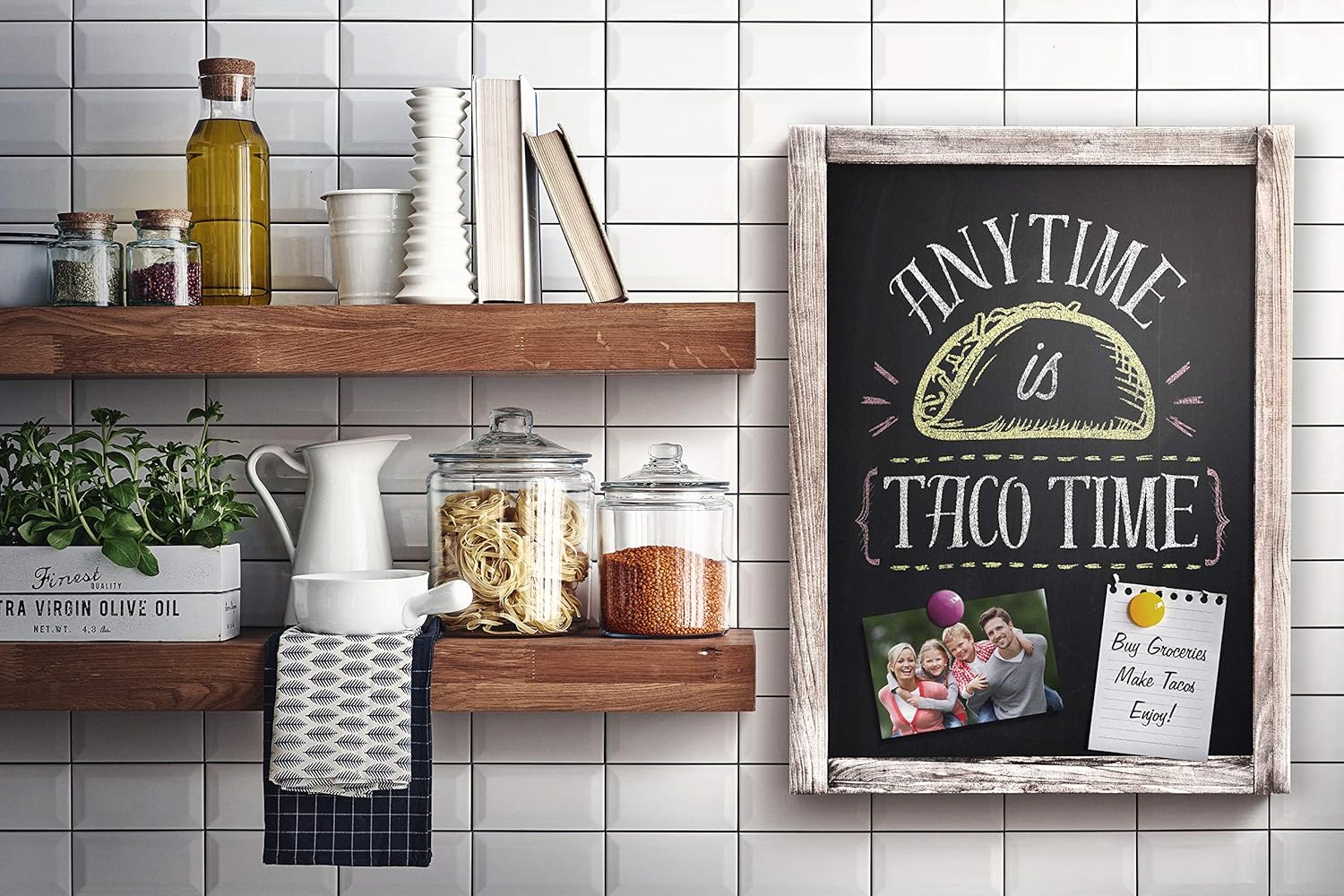 Chalkboard - Magnetic, Non-Porous - Vintage Decor - Whitewash Finish - Chalk Board for Wedding Kitchen Bar Restaurant Menu, Home - Chalkboard Sign - 18 x 24 inches - Wall Mounted Chalkboard - Large: Office Products