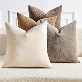 GriNeed Pack of 4 Throw Pillow Covers 20x20 Inch Chenille Textured Neutral Brown Soft Pillow Covers Solid Decorative Farmhouse Cushion Covers Home Boho Western Decor for Couch Sofa Bed Living Room