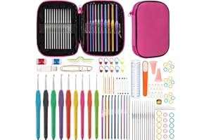 AFSTEE 109Pcs Crochet Hooks Set, Knitting Supplies Crochet Kit for Beginners with Case, Multicolor Aluminum Ergonomic Yarn Needles Sewing Accessories