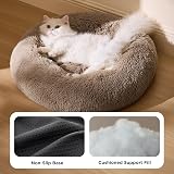 Bedsure Plush Round Cat Bed 50x50x13cm Camel Indoor Pets Calming view 3