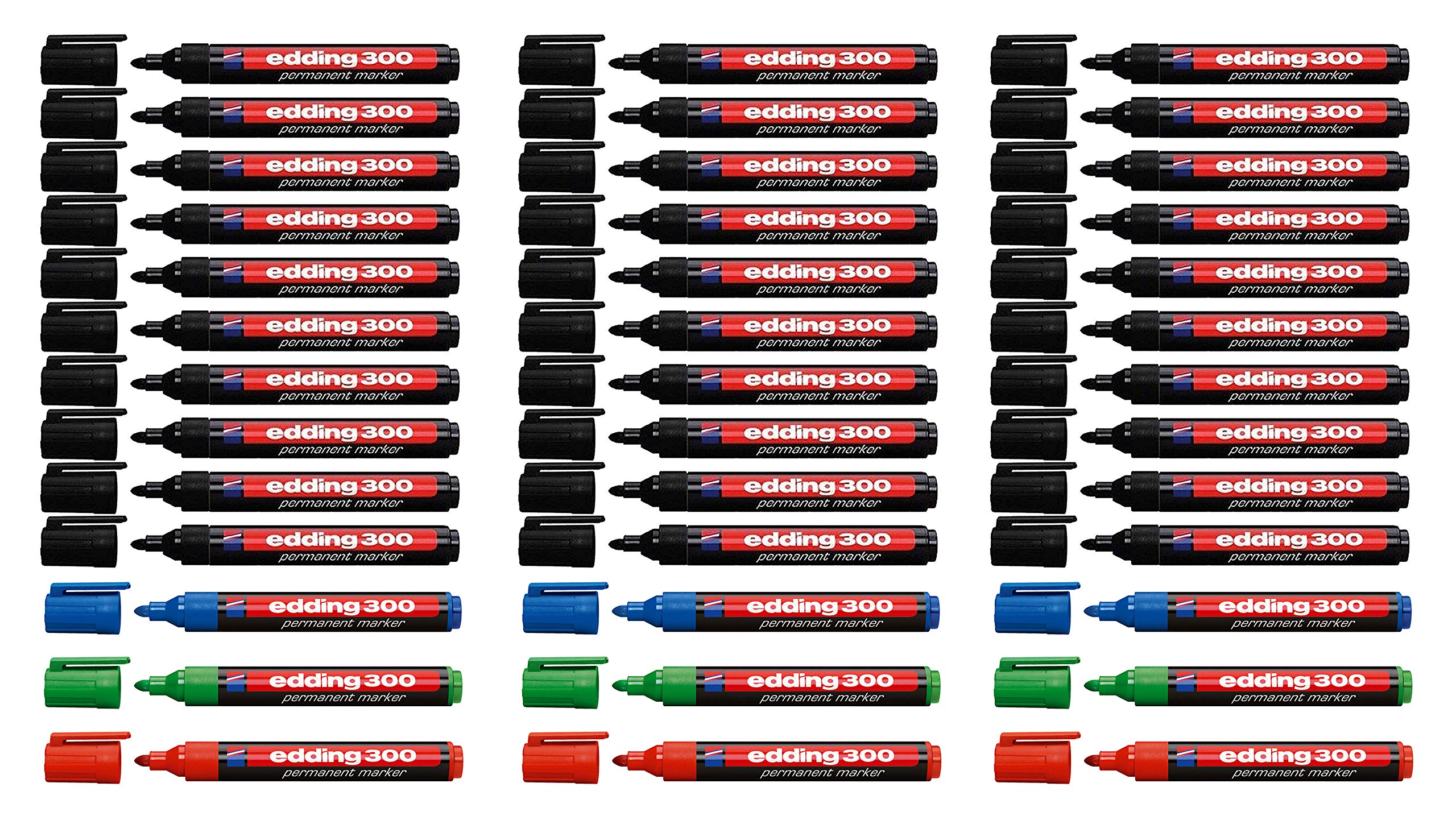 edding Permanent marker 300 (30x black) + 9x (red/green/blue), Stationery Supplies