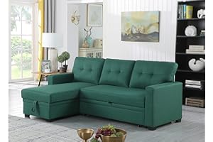Devion Furniture Meridian 4-in-1 Convertible L Shaped Couch with Pull Out Bed and Storage, Sectional Sleeper Sofa with Reversible Chaise for Living Room, Apartment, Bedroom, Office