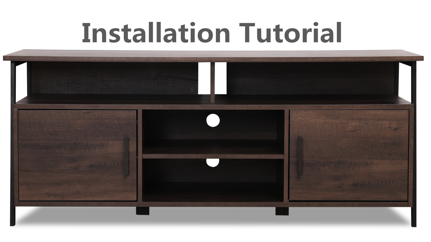 Sekey-Home-58-Entertainment-Center-Wood-Media-TV-Stand-Storage-Console-Smoky-Oak