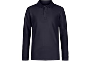 Nautica Boys' School Uniform Long Sleeve Polo Shirt, Button Closure, Comfortable, Breathable Fabric