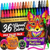 ARTISTRO 36 Multicolor Dual-Tip Acrylic Paint Marker Pens | For Fabric, Rock, Glass, Wood, Coloring Book, Arts &amp; Crafts Gift, Pumpkin Decorating Kit &amp; Halloween Crafts (Dot &amp; Fine Tips)