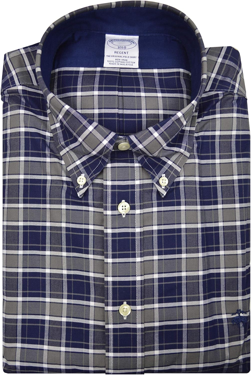 Brooks Brothers Mens 92385 Regent Fit All Cotton Embroidered Button