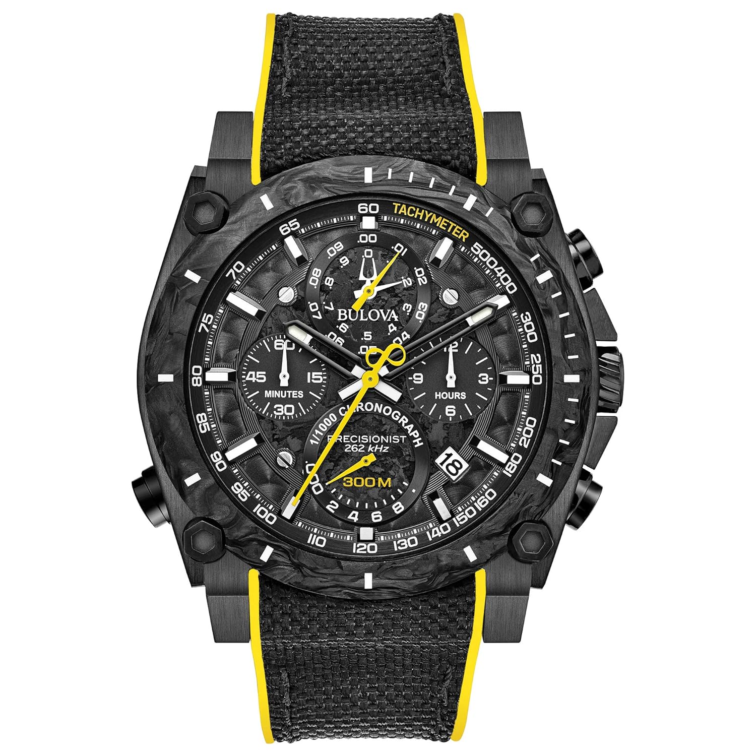 Buy Bulova 98B312 Precisionist Men's Watch Black/Yellow 46.5mm Black Ip
