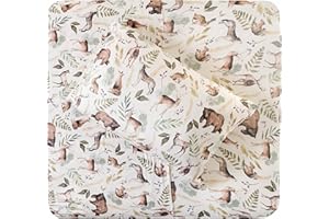 POBIBABY Pobi Baby - Premium Twin Fitted Sheet, Flat Sheet with Pillow case - Ultra-Soft Cotton Blend, Stylish Woodland Pattern, Deep Pockets - Twins Sheets - 3 PC (Wildlife Animal)