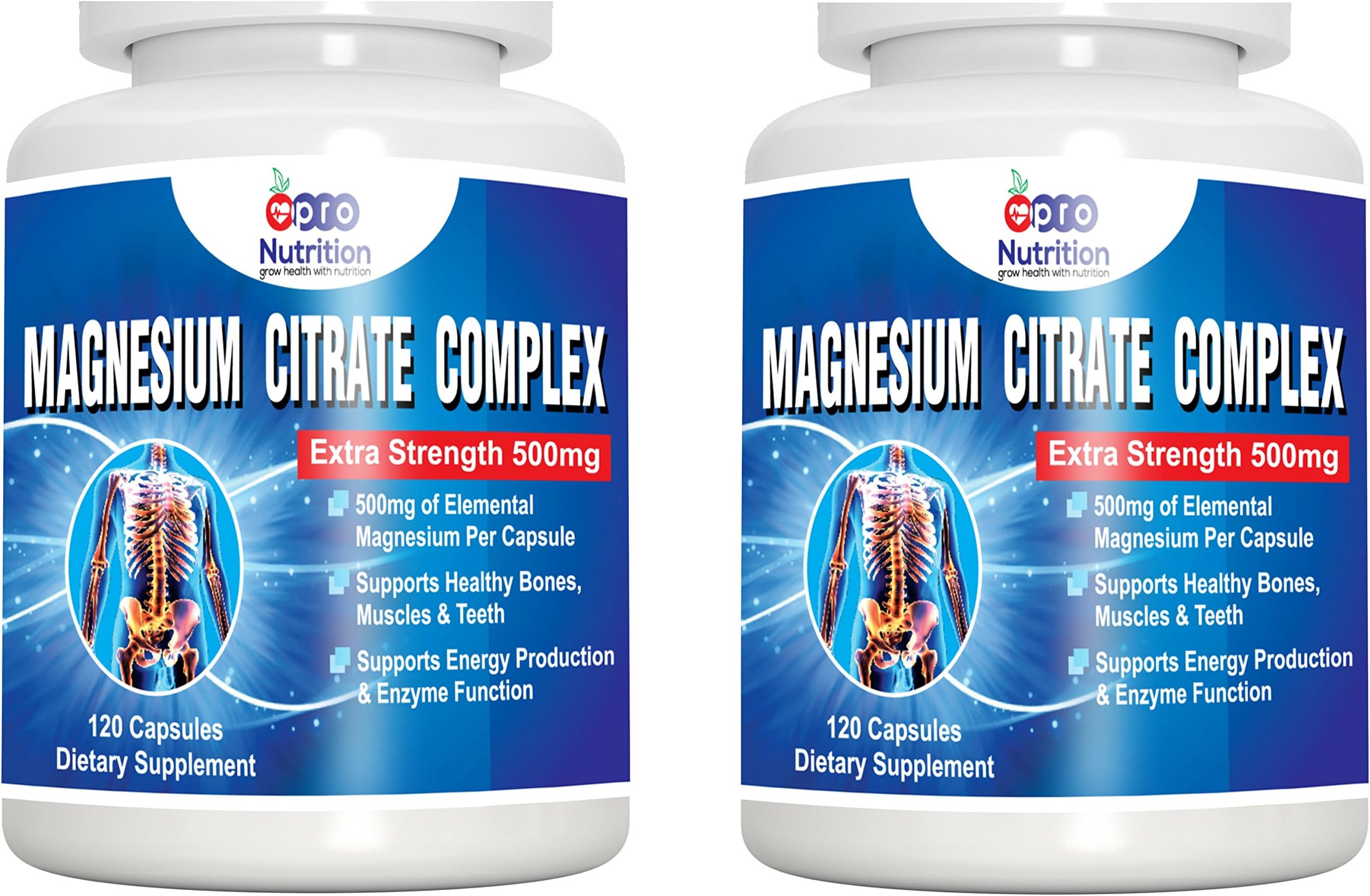 ProNutrition Magnesium Citrate Capsules โ Powerful 500mg โ 120 Capsules โ Pack of 2