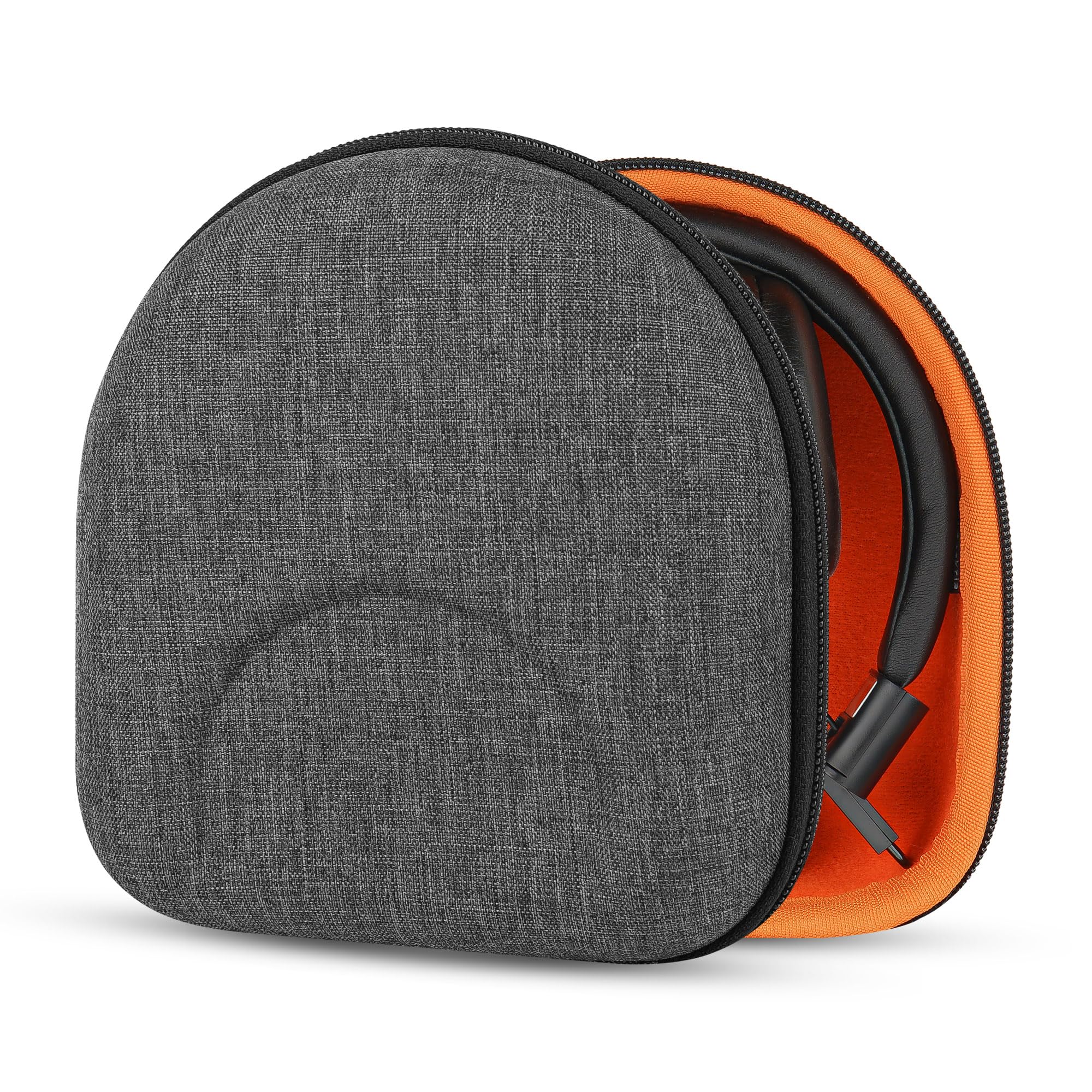 Geekria Shield Headphones Case Compatible with JLab Go Lux ANC, Audio Neon Folding/Studio Pro, Replacement Hard Shell Travel Carrying Bag (Dark Grey)