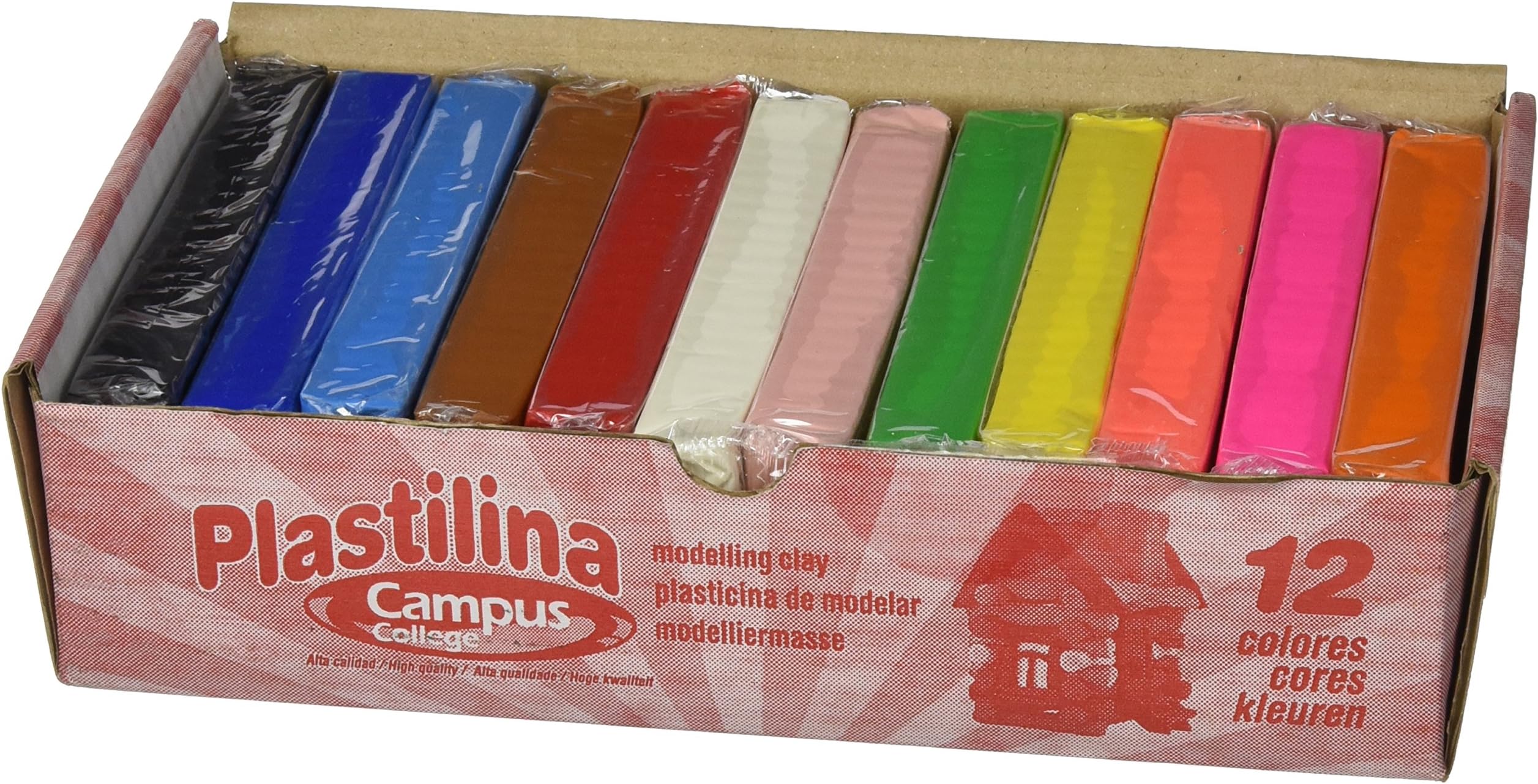 Campus University PO-2424-12 - Plasticine, 12 Bars - Assorted