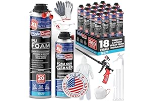 MAGIC CHEMS Closed Cell Spray Foam Insulation Kit (18 Pack-25.4 oz) Expanding Polyurethane Foam Sealant, Spray InsulationFoam, SprayFoam Heat Acoustic Insulation, High Density SprayFoam Kits