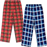 Mad Dog Boys Pajama Pants - Soft Fleece PJ Bottoms for Kids - Buffalo Plaid Lounge Pants, Warm & Comfy Microfleece 2PK Set