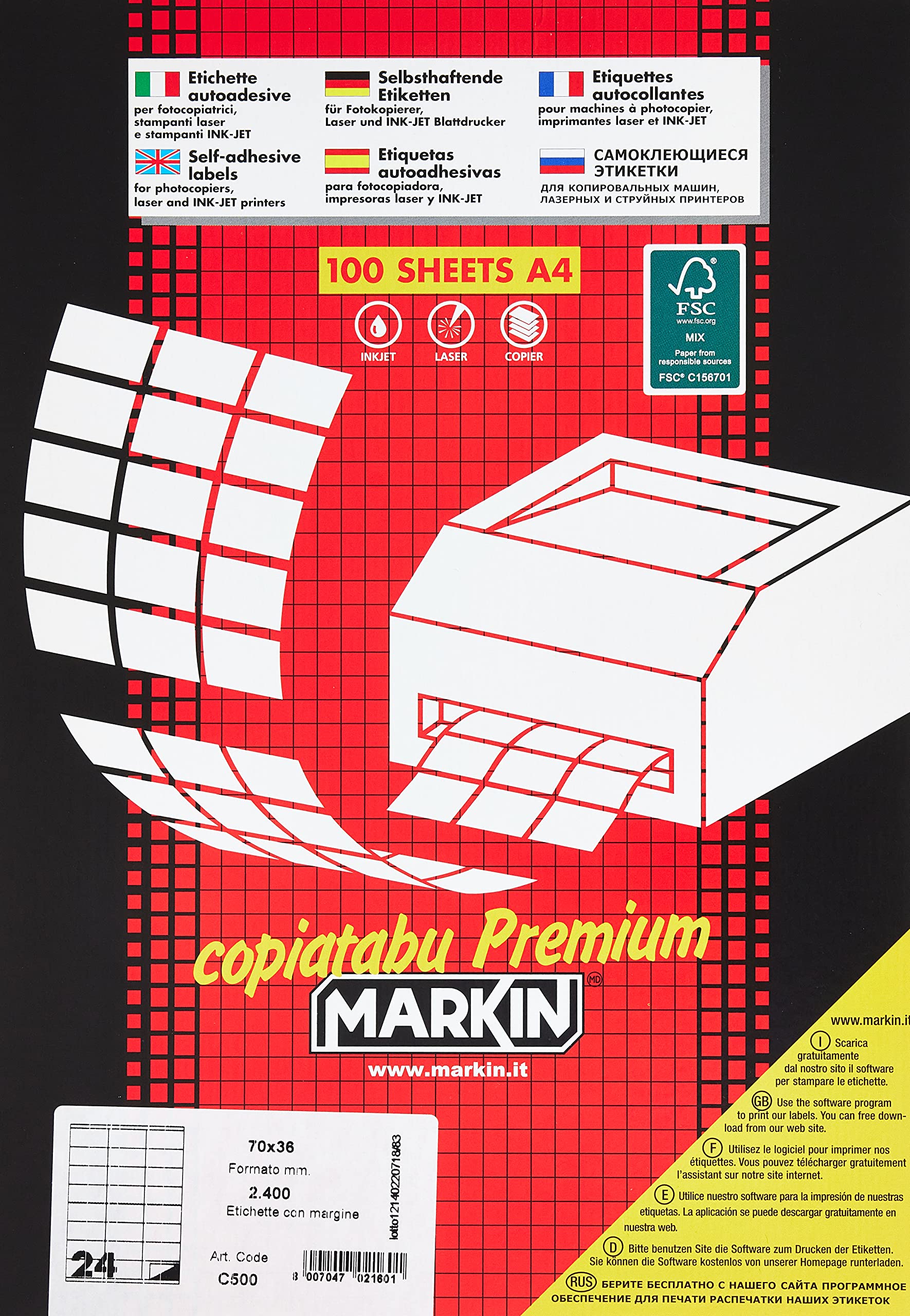 MARKIN 210 °C500 Labels White