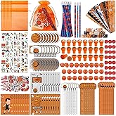 Aneco 340 Pieces Basketball Party Favor Set Basketball Goodie Bags Stuffers Mini Card Pencil Sharpener Eraser Stamp Slap Bracelet Sticker School Stationery Bulk for Party Team Game Prize Birthday Gift