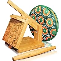 ALMAJUA Wooden Tortilla Press Maker - 8 Inch - Tortilla Warmer & Rolling Pin Included - Maquina para hacer tortillas de…