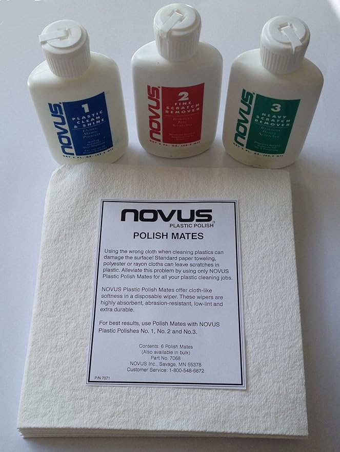 Novus Acrylic Scratch Remover Plastic Polish kit with 6 Novus Mates